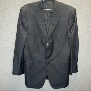 Ermenegildo Zegna Summer Trofeo Mohair Wool Silk Black Pinstriped Blazer Jacket